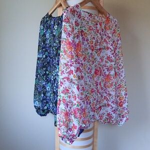 Ptp17" Two Floral Sheer Blouses Bundle